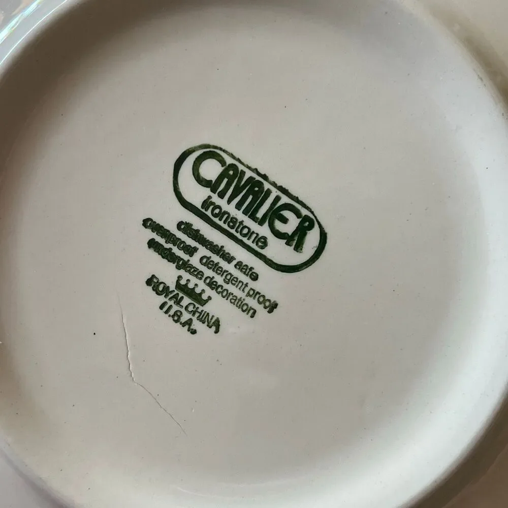 Cavalier Green & Blue Ironstone Royal China 10” plates set of 2